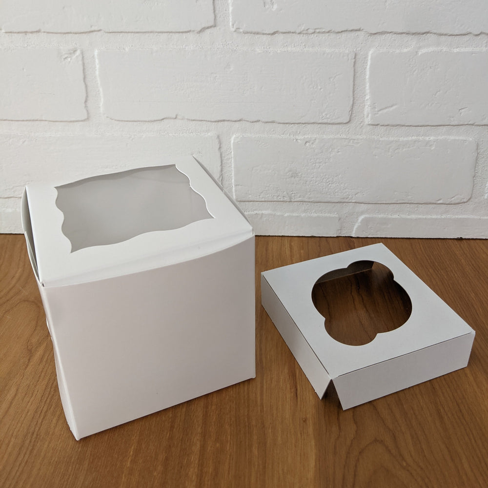 
            
                Load image into Gallery viewer, 4x4 - White Cupcake Box w/ Window
            
        